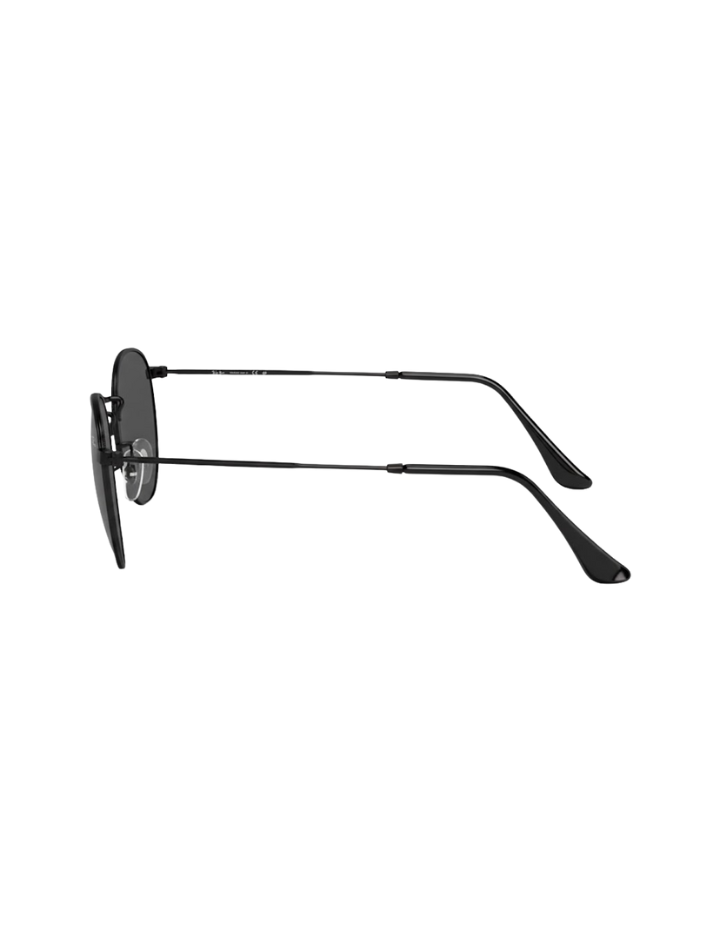 Lentes Round Metal Black Grey -7041