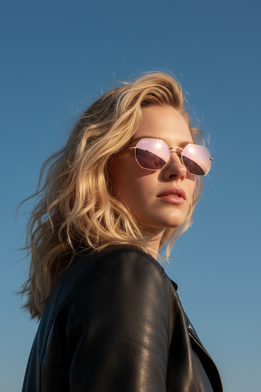 RAYBAN Octagonal Mirror Pink -7032
