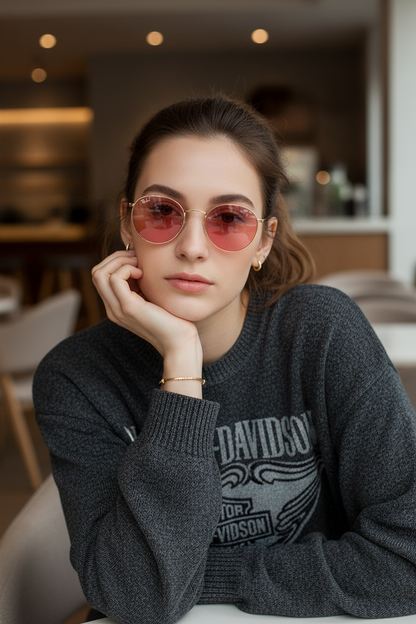 RAYBAN Round Metal Mirror Pink -7042