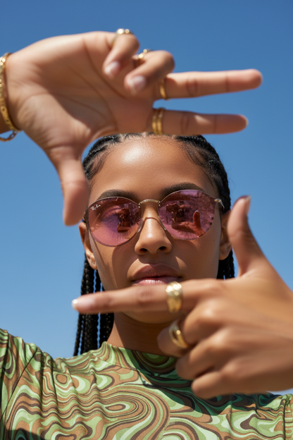 RAYBAN Round Blaze Mirror Pink -7038