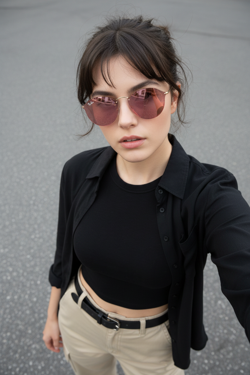RAYBAN Round Blaze Mirror Pink -7038