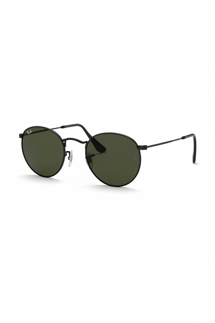 RAYBAN Round Metal Black G-15 Green -7039