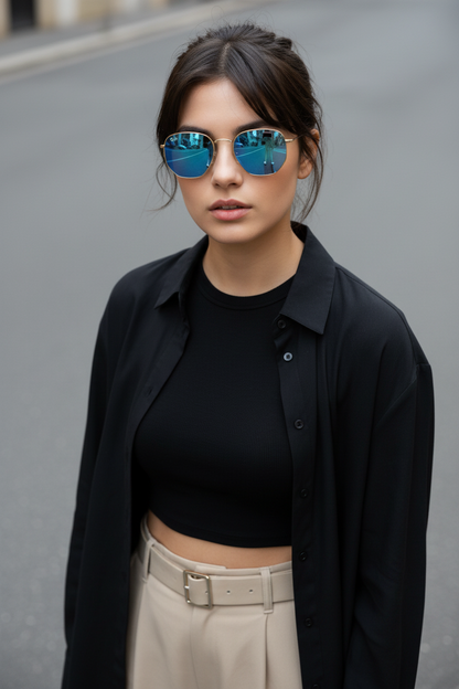 RAYBAN Hexagonal Mirror Blue -7021